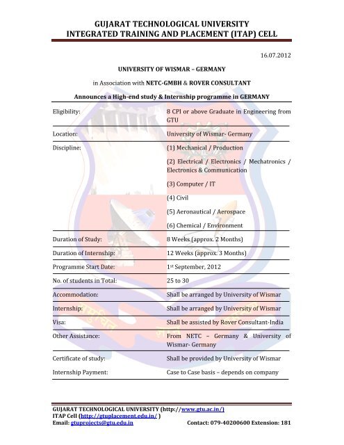 Gujarat Technological University Integrated Training And Gtu Placement gujarat-technological-university-integrated-training-and-gtu-placement