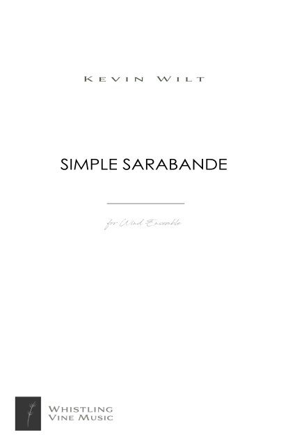 Simple Sarabande- Kevin Wilt