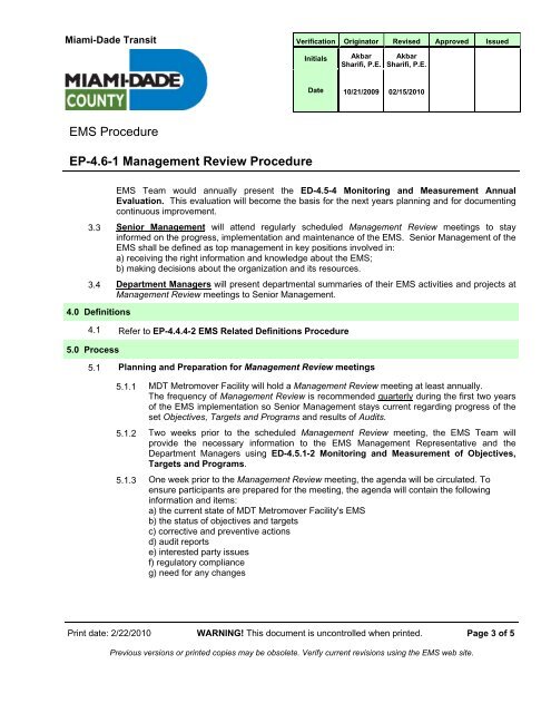 Environmental Management System Manual - Miami-Dade Portal