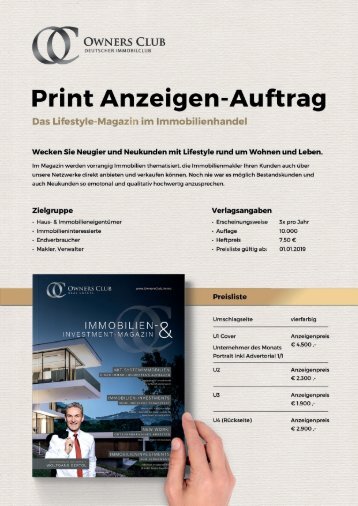 OwnersClub Magazin - Anzeigen Auftrag HELL