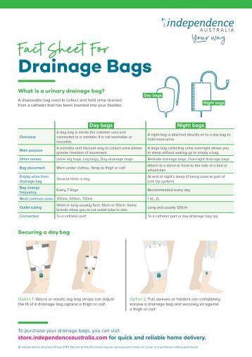 Drainage bags fact sheet