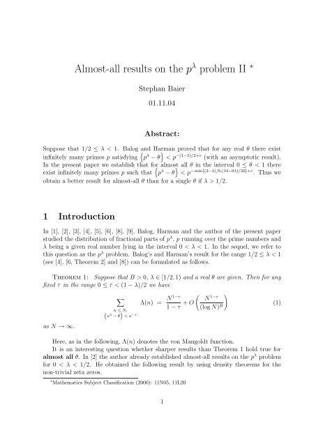 Almost-all results on the p^\lambda problem