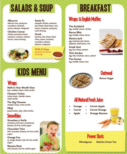 StarPals® Kids Meals, Menu