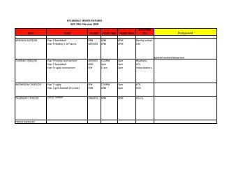 WEEKLY FIXTURES 24Feb2020