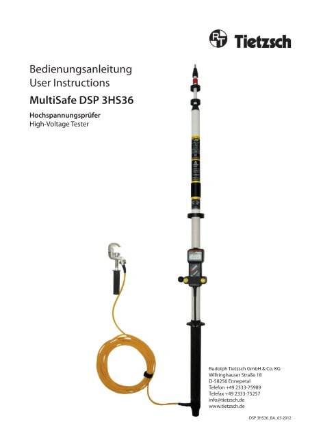 Bedienungsanleitung User Instructions MultiSafe DSP 3HS36