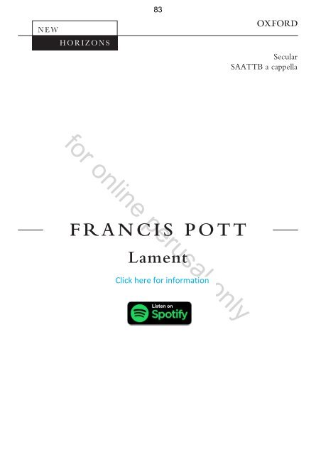 Francis Pott sampler booklet