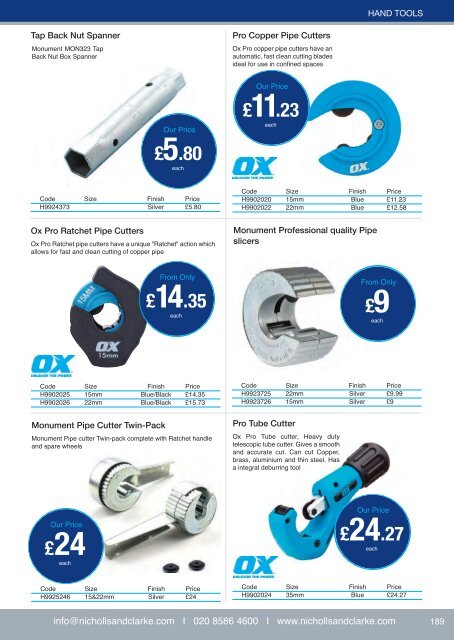 Tools and Fixings