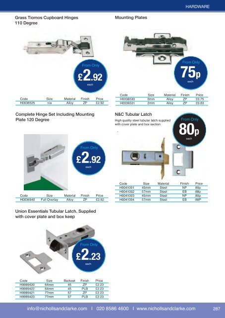 Tools and Fixings