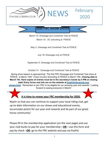 February 2020 FRC Member Newsletter