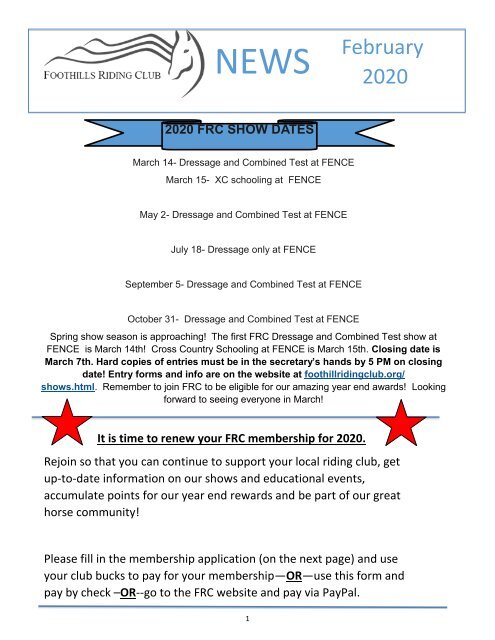 February 2020 FRC Member Newsletter