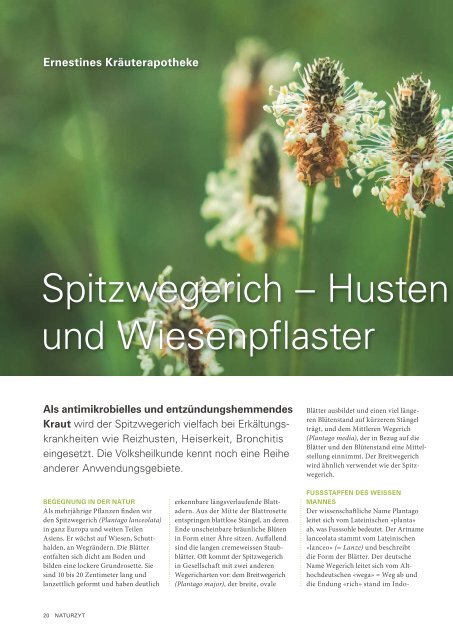 NATURZYT – Das Schweizer Naturmagazin – Ausgabe März 2020