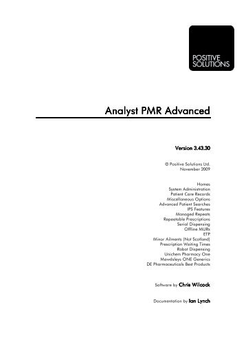 Analyst PMR Advanced PMR Advanced - Positive Solutions