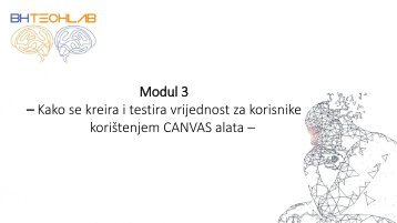 Modul 3: Kako se kreira i testira vrijednost za korisnike korištenjem CANVAS alata