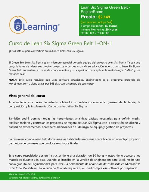 Curso de Lean Six Sigma Green Belt 1-ON-1