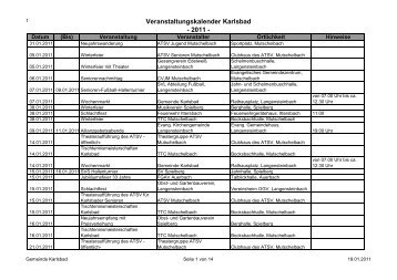 Veranstaltungskalender Karlsbad - 2011 - - Gemeinde Karlsbad