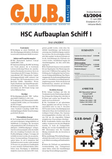 HSC Aufbauplan Schiff I - G.U.B.-Fondsguide