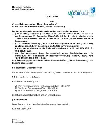 planungsrechtliche festsetzungen - Gemeinde Karlsbad