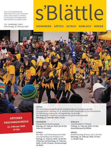 s'Blättle Nr. 08 - Do, 20. Februar 2020