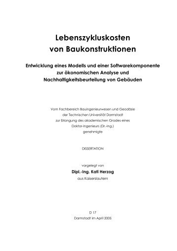 Lebenszykluskosten von Baukonstruktionen Entwicklung eines