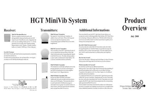 Product Overview HGT MiniVib System