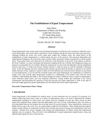 The Establishment of Equal Temperament - NCUR Proceedings