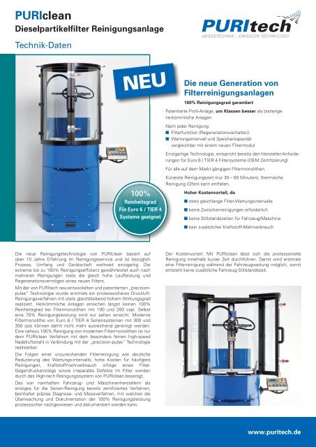 PURIclean Dieselpartikelfilter Reinigungsanlage - PURItech GmbH ...
