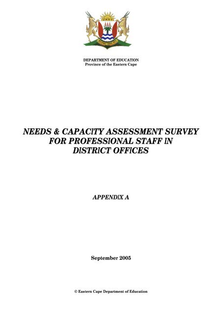 Assessment of Needs and Capacity of District Office Professional Staff