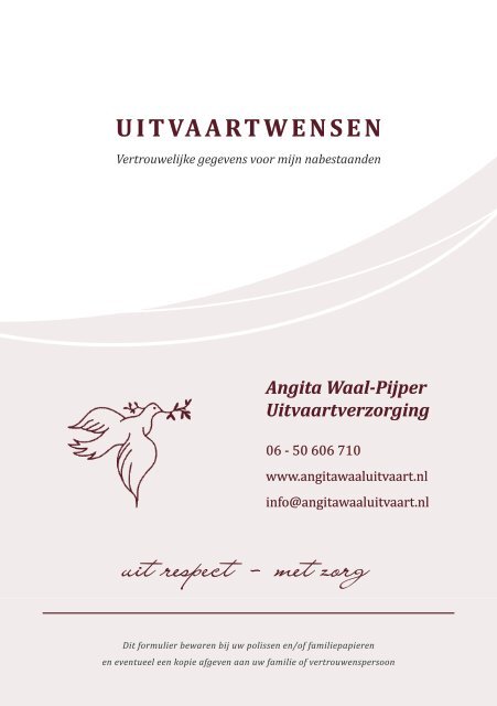 Angita Waal - Uitvaartwensen