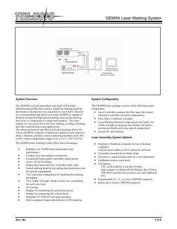 GEMINI Laser Marking System - Telesis Technologies, Inc.