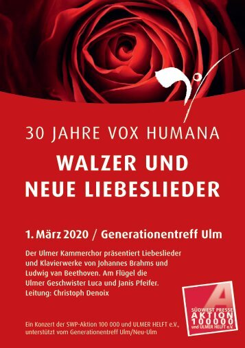 Programmheft „Brahms, Walzer und neue Liebeslieder“ 30 Jahre Kammerchor Vox Humana