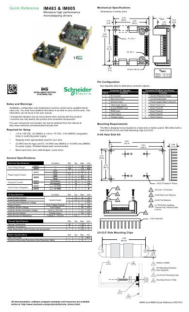 Quick Reference IM483 & IM805 - Schneider Electric Motion USA