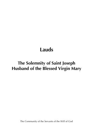 CSWG: Lauds for St Joseph, 19 March