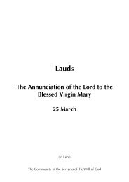 CSWG: Lauds for the Annunciation of the Lord to the Blessed Virgin Mary, 25 March