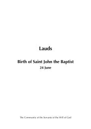CSWG,Lauds for the Birth of Saint John the Baptist, 24 June