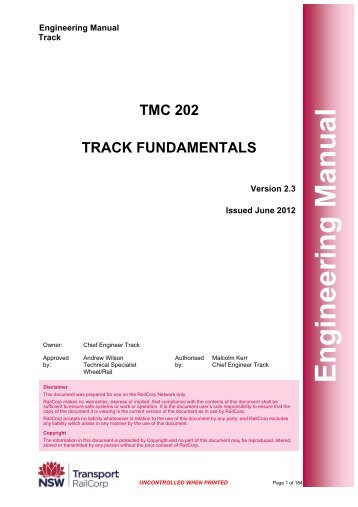 TMC 202 – Track fundamentals - RailCorp Engineering Internet