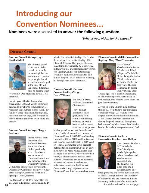 Eastern Shore Episcopalian - Pre-Convention 2020