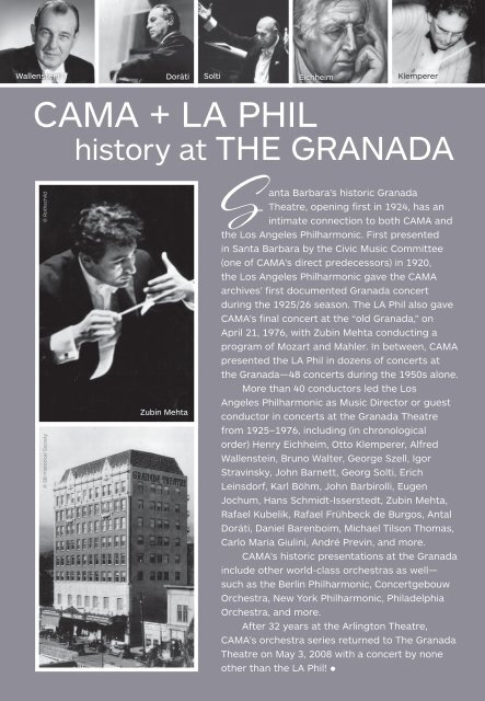 CAMA + LA Phil / Gala 100th Anniversary Concert / 100 Years to the Day / March 6, 1920 – March 6, 2020 / International Series at The Granada Theatre