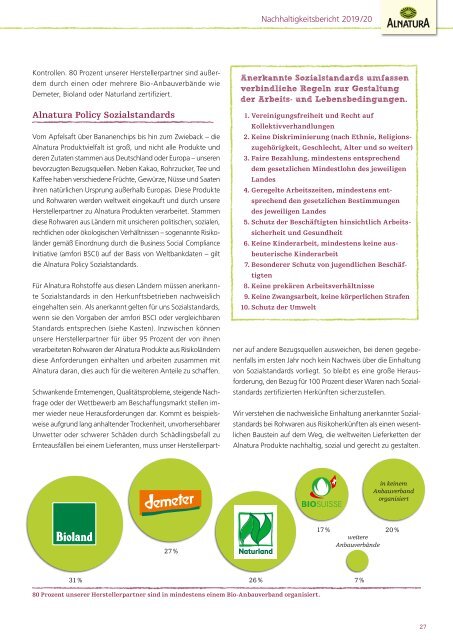 Alnatura Nachhaltigkeitsbericht 2019/2020