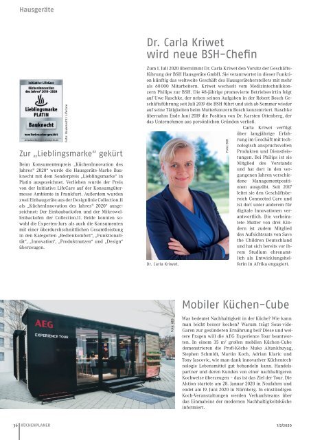 KÜCHENPLANER Ausgabe 01/02-2020 mit dem Sonderteil KÜCHENFERTIGUNG 