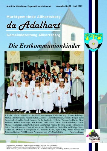 Die Erstkommunionkinder - Marktgemeinde Allhartsberg