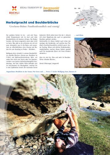 Tourentipp 10-2018 - Herbstpracht und Boulderblöcke