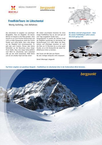 Tourentipp 02.2017 - FreeRideTours im Lötschental