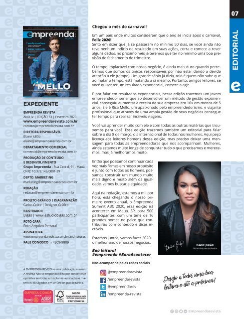 EMPREENDA REVISTA - Ed. 33 - RICA MELLO - Fev/2020