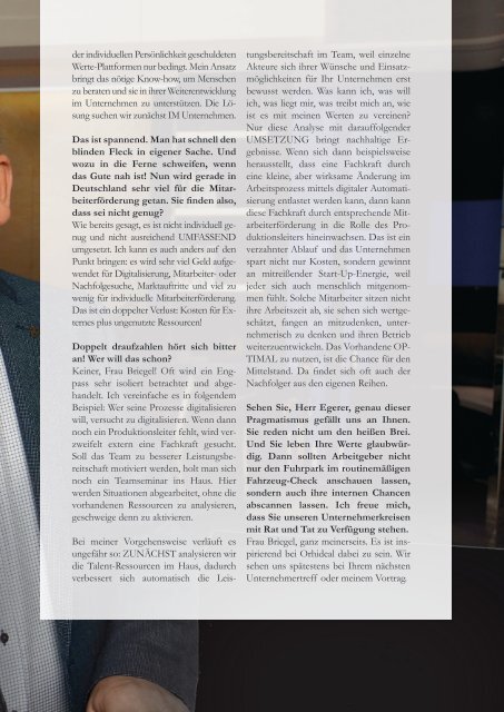 Werner Egerer Egerer Beratung GmbH im Orhideal IMAGE Magazin - Oktober 2020