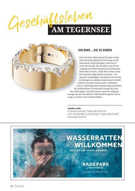 Seeseiten – das Magazin für die Region Tegernsee, Nr. 60, Ausgabe Frühling 2020