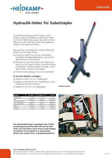 Hydraulik-Heber für Gabelstapler - Heidkamp Hebezeuge