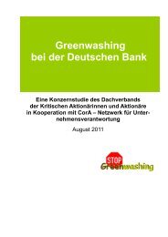 Greenwashing bei der Deutschen Bank -  Kritische Aktionäre