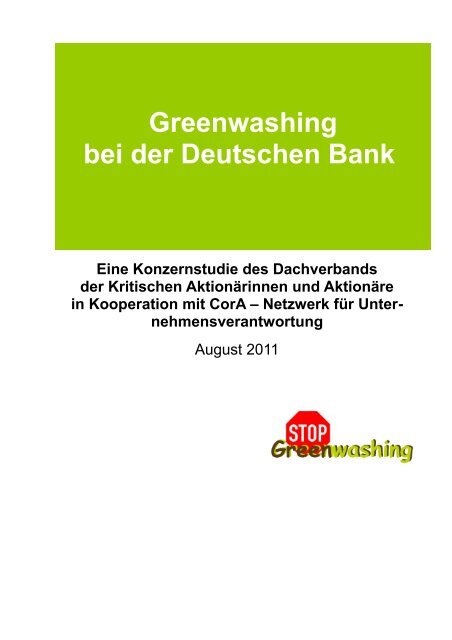 Greenwashing bei der Deutschen Bank -  Kritische Aktionäre