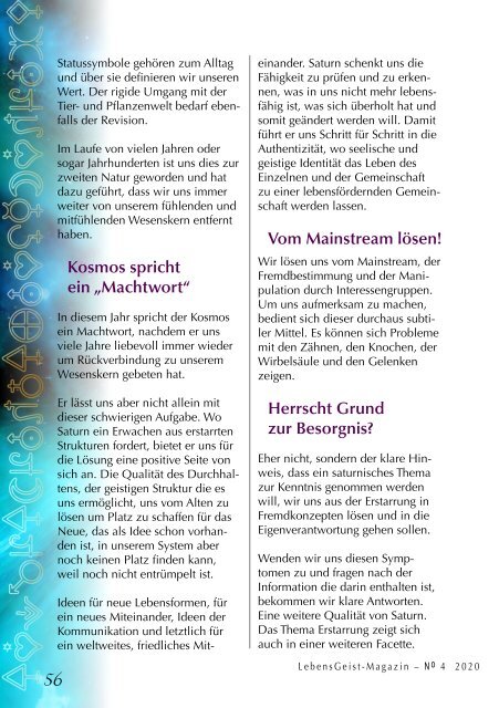 Lebensgeist-Magazin 4 – Frühjahr / Sommer 2020