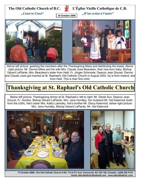 Thanksgiving at St. Raphael's Old Catholic Church - The Old ...